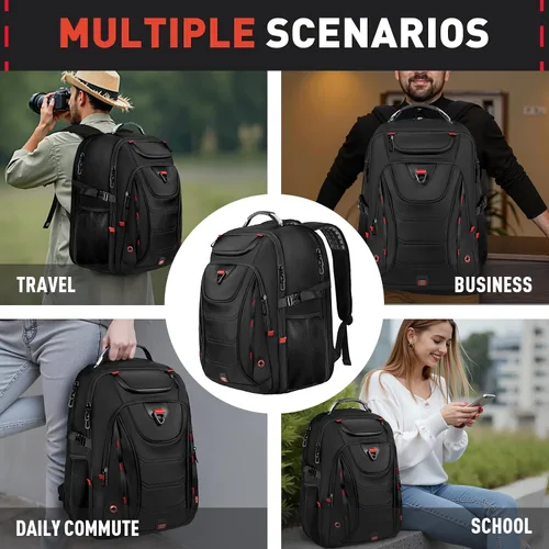 Miniatura 6 de Z-MGKISS Mochila de viaje extra grande de 55 L, mochila para laptop de 18.4 pulgadas para hombres, resistente al agua, aprobada por la TSA, bolsa