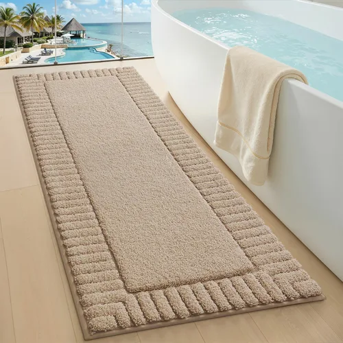 Miniatura 26 de LUMI Alfombras de baño antideslizantes con parte trasera de goma, alfombra de baño de microfibra de felpa extrasuave, absorbente, lavable a máquina
