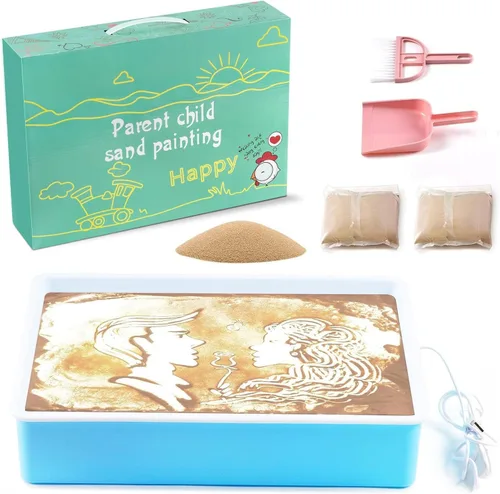 Miniatura 2 de Caja de luz de pintura de arena, mesa de luz sensorial para niños, 3 temperaturas de color y 10 niveles de brillo ajustable, 16 pulgadas (azul)