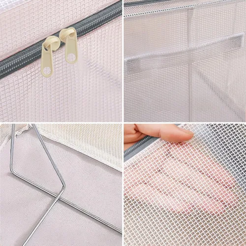 Miniatura 3 de Paquete de 3 contenedores de almacenamiento de ropa, bolsas de almacenamiento de ropa con asa duradera, organizadores plegables transparentes debajo