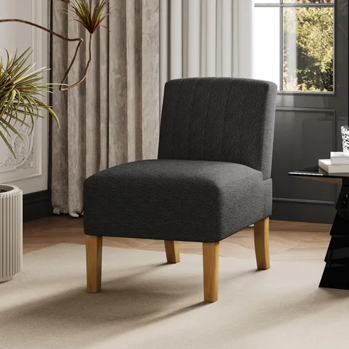 VIRRMO Sillas de Acento sin Brazos para Sala de Estar, Silla Slipper Moderna Sillas de Sala de Estar con Patas de Madera Sólida, Silla de Tocador de