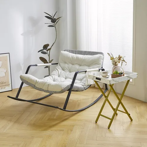 Miniatura 4 de IBUYKE Juego de 2 bandejas plegables para TV, mesa auxiliar con bandeja extraíble para servir alimentos, mesa portátil de madera para sala de estar