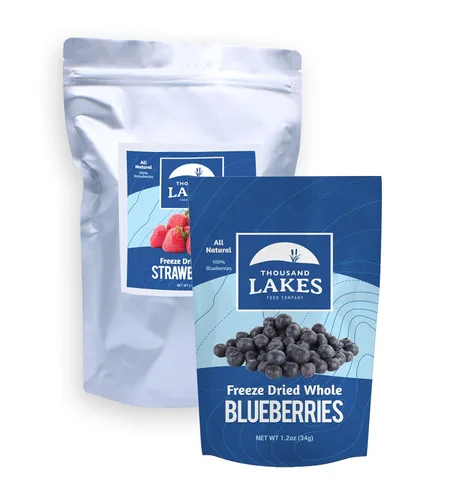 Thousand Lakes Fresas y arándanos liofilizados - Fresas 100% en rodajas de 5 onzas y arándanos enteros 1.2 onzas