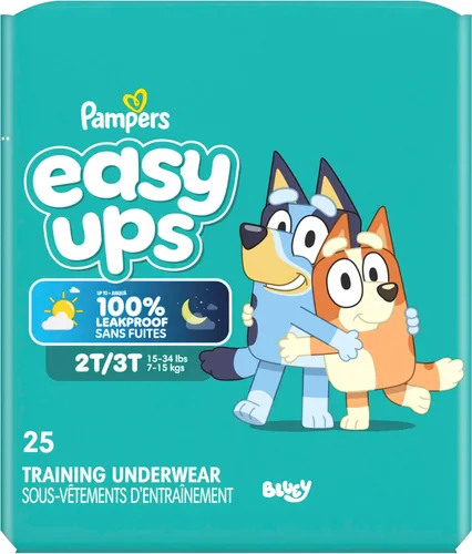 Miniatura 15 de Easy Ups - Pantalones de entrenamiento para niñas y niños, talla 4 (2T3T), 25 unidades, ropa interior de entrenamiento absorbente Bluey, hasta un
