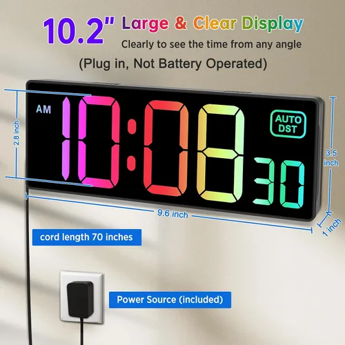 Miniatura 2 de Soobest - Reloj de pared digital con temporizador de cuenta regresiva remoto, temporizador eléctrico de segundos para gimnasio, sala de estar