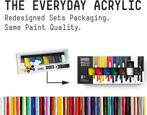 Miniatura 11 de Liquitex BASICS - Juego de pintura acrílica, juego de 8 tubos de 75ml (2.5 onzas)
