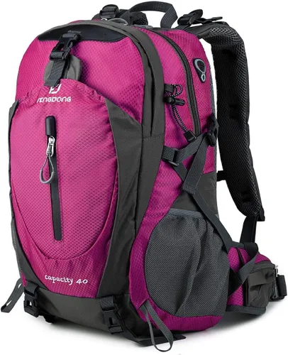 Fengdong Mochila de viaje impermeable y ligera para senderismo, acampadas, de 40 L, para hombres y mujeres A7-rojo