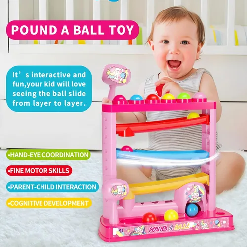 Miniatura 6 de OCHIDO Juguetes Montessori para niños de más de 3 años, juguetes de bola Pound A incluyen 2 martillos y 12 bolas, regalos para niñas a partir de 3