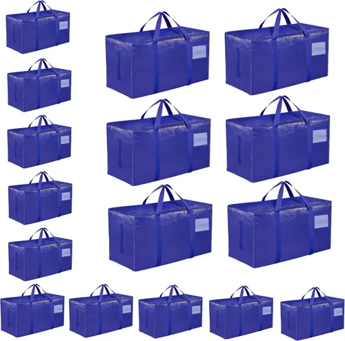 Miniatura 40 de Paquete de 4 bolsas de mudanza extra grandes y resistentes, bolsas de almacenamiento impermeables con asas y cremalleras, plegables para dormitorio