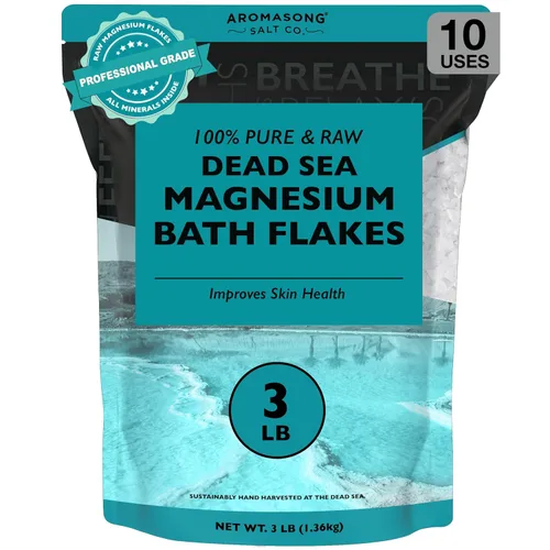 Miniatura 11 de Aromasong Copos de magnesio del Mar Muerto para baño, 16,325 mg de cloruro de magnesio por baño, alternativa superior a la sal de Epsom, se utiliza