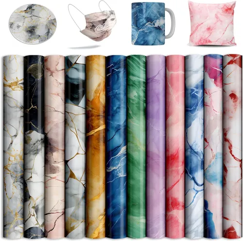 Miniatura 8 de Hojas de transferencia de sublimación para vasos, camisetas en blanco, papel de transferencia de sublimación con purpurina azul para máquina