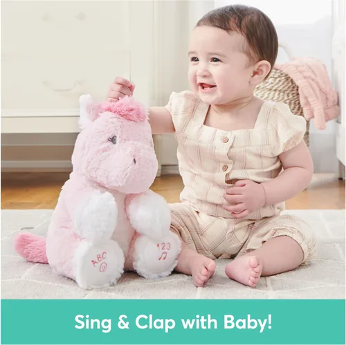 Miniatura 5 de GUND Baby Alora The Unicorn - Juguete sensorial animado de peluche, canta canción ABC y 123 canciones contando, rosa, 11 pulgadas