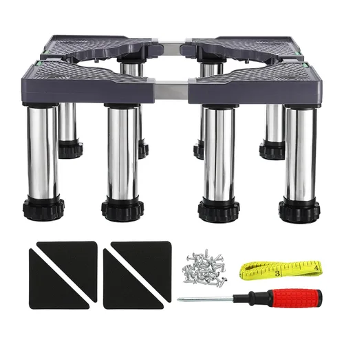 Miniatura 7 de PATIKIL Mini soporte para nevera, 8 pies fuertes, base de soporte de lavandería, bandeja de base ajustable multifuncional, antivibración