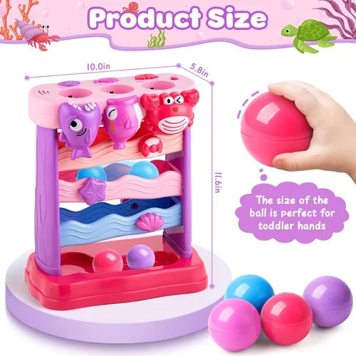 Miniatura 10 de V-Opitos Juguetes musicales para niños de 1 y 2 años, juguetes interactivos de alimentación con pelota, juguetes educativos Montessori, regalos