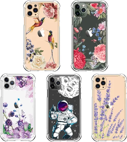 Miniatura 8 de LUXVEER Funda para iPhone 11 Pro con protector de pantalla, elegante diseño floral en TPU suave transparente, ajuste delgado, funda protectora