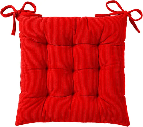HLOVME - Cojín de silla de corduroy con lazos, ultra suave y cálido, cojín de suelo para niños, rincón de lectura, cómodo, cojín cuadrado para Rojo