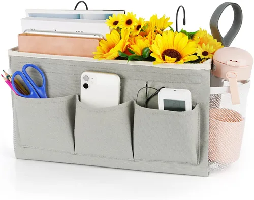 Miniatura 18 de Loghot Organizador de Cabecera/Bolsa de Almacenamiento de Cabecera Organizador Colgante para Literas y Camas de Hospital, Rieles de Cama de 1 pieza
