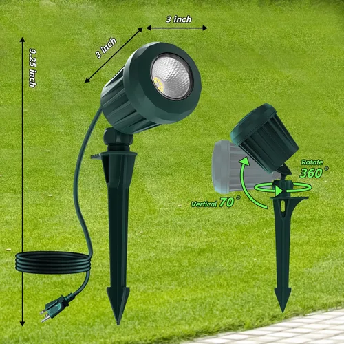 Miniatura 8 de Foco para exteriores – Enchufe de 120 V, 2700 K, luces LED de paisaje blanco cálido con 3 lentes RGB para patio, jardín, césped y decoración