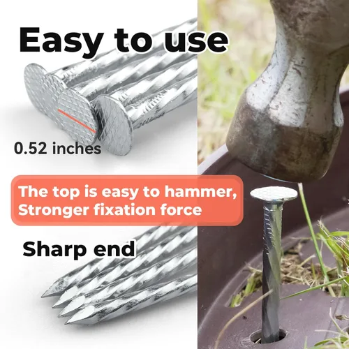 Miniatura 5 de Clavos Espirales para Paisajismo de Servicio Pesado de 8 pulgadas - Estacas de Jardín de Metal Galvanizado Sólido para Fijar Bordes de Adoquines