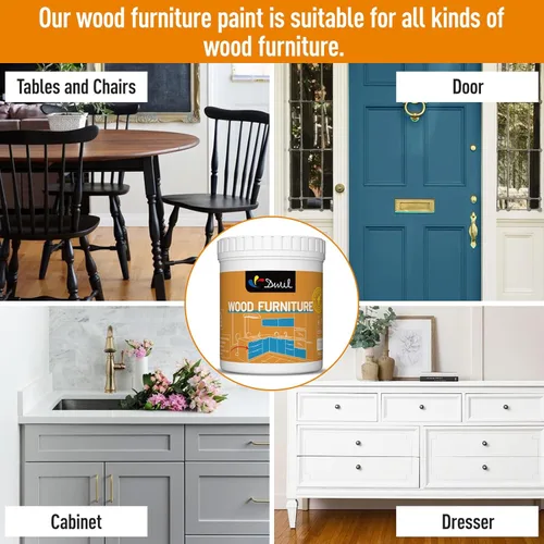 Miniatura 4 de DWIL Pintura acrílica para madera para muebles, semibrillante, adecuada para renovación de superficies de madera, no tóxica e inodora, ecológica