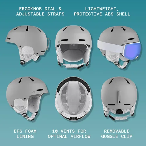 Miniatura 2 de Retrospec Comstock - Casco de esquí y snowboard para adultos y jóvenes - Casco de nieve ajustable con carcasa protectora y ventilaciones Matte Slate
