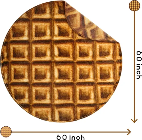 Miniatura 3 de Bnuitland Manta Divertida de Waffle, 300 GSM Manta de Comida Gigante Divertida Novedosa Realista de Doble Cara con Bolsa para Adultos y Niños, Manta