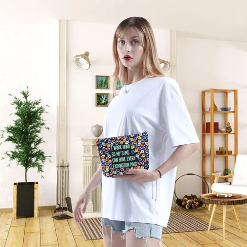 Miniatura 4 de WCGXKO Bolso divertido del maquillaje del juego de la mercancía del juego del regalo del videojuego para el jugador, TRABAJO DURO, Cremallera