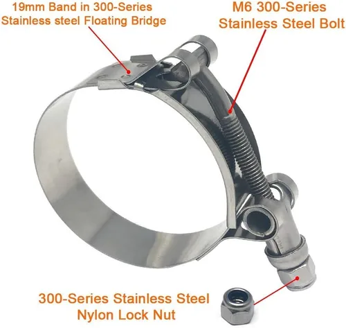 Miniatura 2 de ISPINNER Paquete de 2 abrazaderas de manguera de acero inoxidable de 1-3/16 pulgadas, rango de abrazadera de 1.496-1.693 in para diámetro