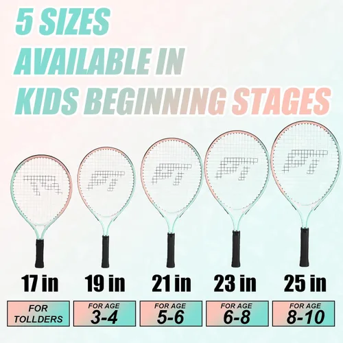 Miniatura 6 de PICKLETECH Kids Tennis Racket for Junior Toddlers Starter Kit 17-25" Tennis Racquet for Girls and Boys with Carry Bag, Lightweight for Beginners Cian