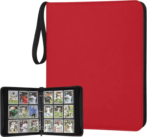 Miniatura 46 de GERMUN Carpeta de tarjetas de poliuretano, 16 bolsillos, carpetas de soporte premium para más de 1000 tarjetas, álbum de bolsillo de doble cara