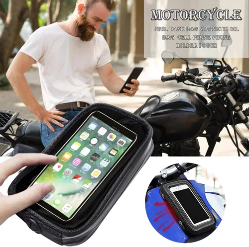 Miniatura 2 de Naysku Bolsa de tanque de motocicleta, soporte magnético para teléfono con conector para auriculares, bolsa transparente para tanque, bolsa