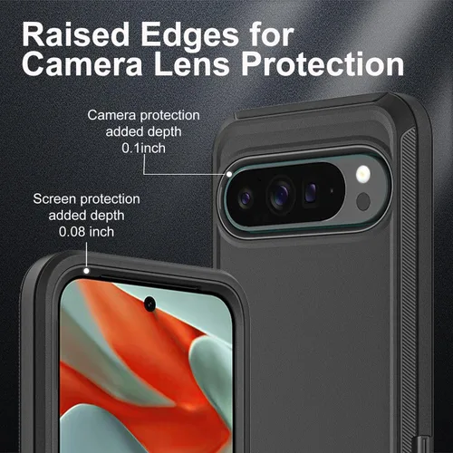 Miniatura 3 de YKHJKLEC Funda para Google Pixel 10 Pro XL, grado militar 3 en 1, resistente a prueba de golpes, caídas y polvo, con 2 protectores de pantalla