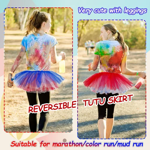 Miniatura 10 de Paquete de 3 faldas tutú para mujeres, adolescentes y adultos, 5 capas hinchadas clásicas de tul para mujeres, ballet, correr, fiesta, disfraz