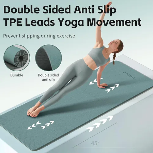 Miniatura 4 de PAIDU Yoga Mat 8mm Super Thick TPE Fitness Mat SGS Certified Non-Slip, Odorless & Tear-Resistant Unisex with Strap for Yoga, Pilates, Verde