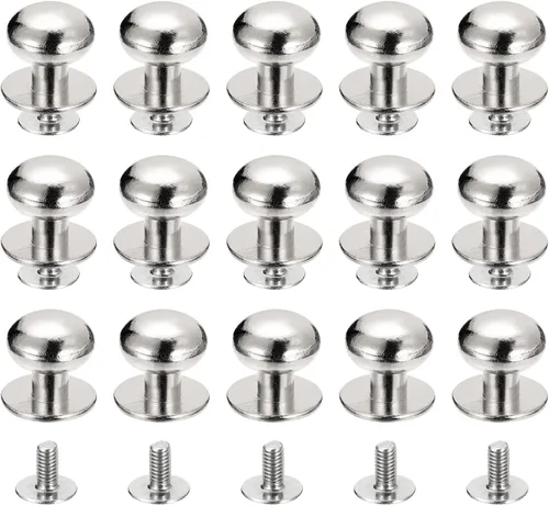 Miniatura 31 de uxcell Remaches de cabeza de bola de 0.157 pulgadas (0.157 in), tornillo trasero, paquete de 15 remaches de pezón de botón de cabeza redonda