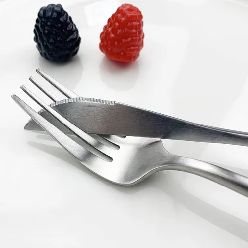 Miniatura 6 de JASHII Nice Kitchen - Juego de cubiertos de acero inoxidable para 4 personas con tenedor de cuchara grande (negro)