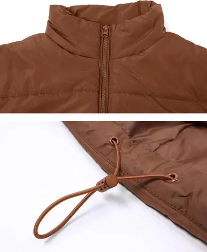 Miniatura 5 de APAFES Chaleco acolchado de invierno para mujer, ligero, cuello alto, manga corta, acolchado, con bolsillos