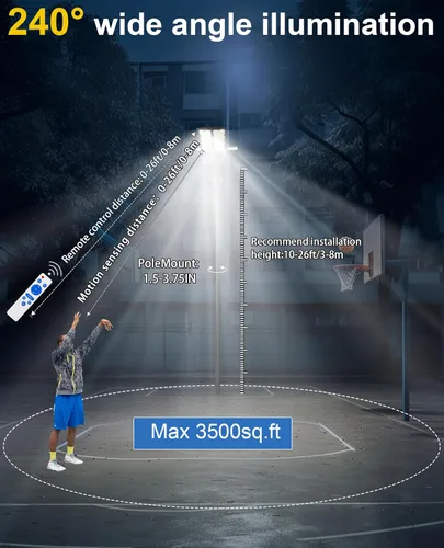 Miniatura 4 de JAYNLT Y-10000W Luces de calle solares para exteriores, 750000LM 6500K Luces brillantes de estacionamiento comercial, Luces de inundación divididas