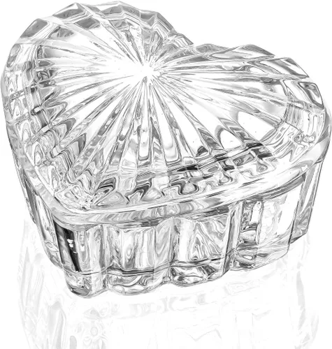 Miniatura 9 de kanpura Joyero de cristal en forma de corazón, caja de dulces con tapa, caja de almacenamiento para aretes, collar, pecho, caja de almacenamiento