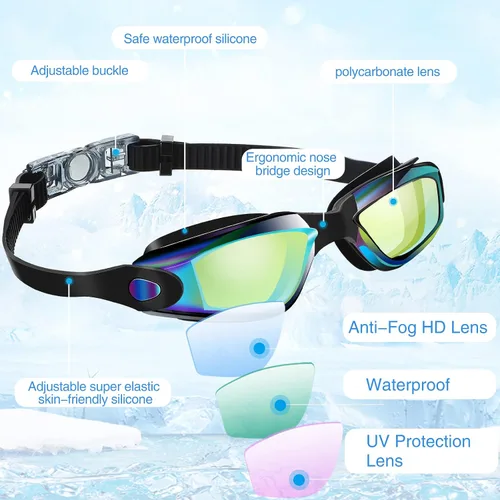 Miniatura 4 de Fabbay Paquete de 6 gafas de natación antivaho sin fugas, protección completa, para adultos, mujeres, hombres y jóvenes