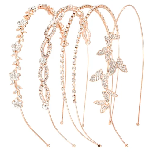 Miniatura 10 de Wecoe Diadema azul real con diamantes de imitación, diadema de flores para niña, diadema de metal de cristal para mujer, regalo de diadema de moda