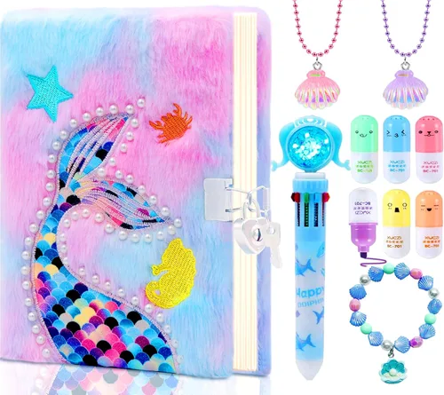 Diario esponjoso con cerradura para niñas de 6 a 12 años, diario esponjoso para niñas con juego de cerradura, diario secreto de princesa para niñas,