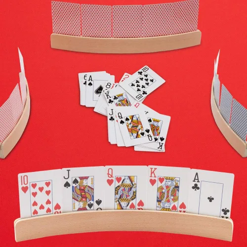 Miniatura 8 de GSE Games & Sports Expert Juego de 4 soportes para naipes de madera, bandejas curvas para puente, manos y pies, Rummy, juegos de cartas UNO