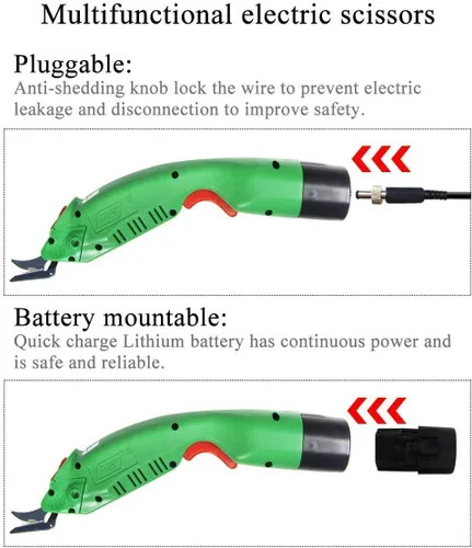 Miniatura 4 de MXBAOHENG WBT-2 Tijeras eléctricas para cortar tela, cartón y fibra de vidrio Tijeras inalámbricas de costura con 2 cuchillas y baterías grandes