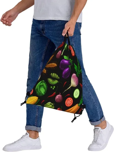 Miniatura 8 de Drawstring Gym Bag Sports Sackpack String Bag for Yoga Travel Swim-Healthy Vegetables Drawstring Backpack for Men Women