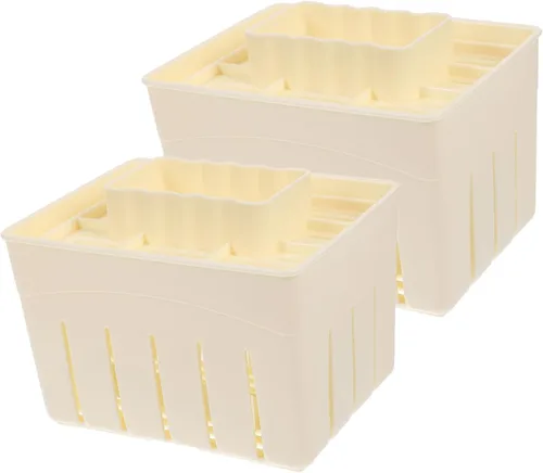Molde y prensa de tofu de 5.11 x 3.93 x 3.54 pulgadas, color amarillo claro, para hacer tofu de plástico apto para lavavajillas, prensa de cuajada