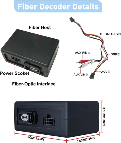 Miniatura 4 de Decodificador de fibra para Mercedes, adaptador de caja óptica Most para Porsche 911 997 Macan Boxster Cayenne Cayman, convertidor amplificador Negro