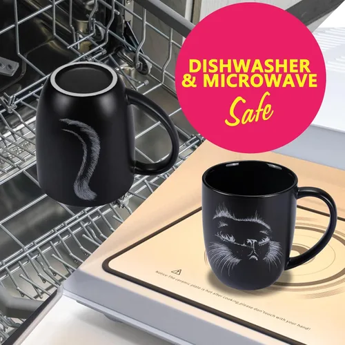 Miniatura 4 de Taza de café de cerámica con diseño de gato de 14 onzas, regalo para amantes de los gatos, regalos personalizados para inauguración de la casa
