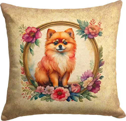 Miniatura 280 de Caroline's Treasures DAC2072PW1414 Affenpinscher and Flowers - Almohada decorativa de tela, lavable a máquina, para interiores y exteriores