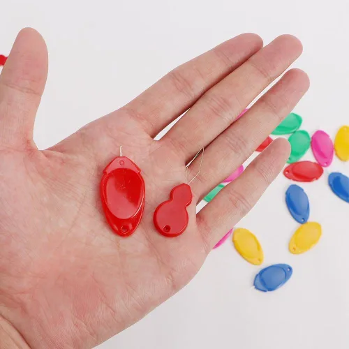 Miniatura 6 de 10/20 agujas simples de plástico para manualidades, enhebradores de agujas en forma de hoja de plástico para máquina de coser, bordados de bricolaje